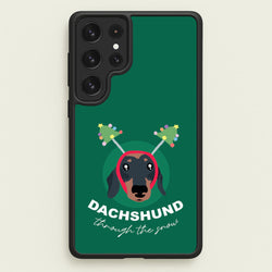 Dachshund Through The Snow  - Christmas Animals Phone Case for Galaxy S22 Ultra