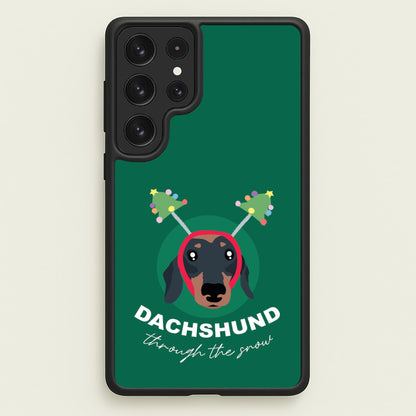 Dachshund Through The Snow  - Christmas Animals Phone Case for Galaxy S23 Ultra