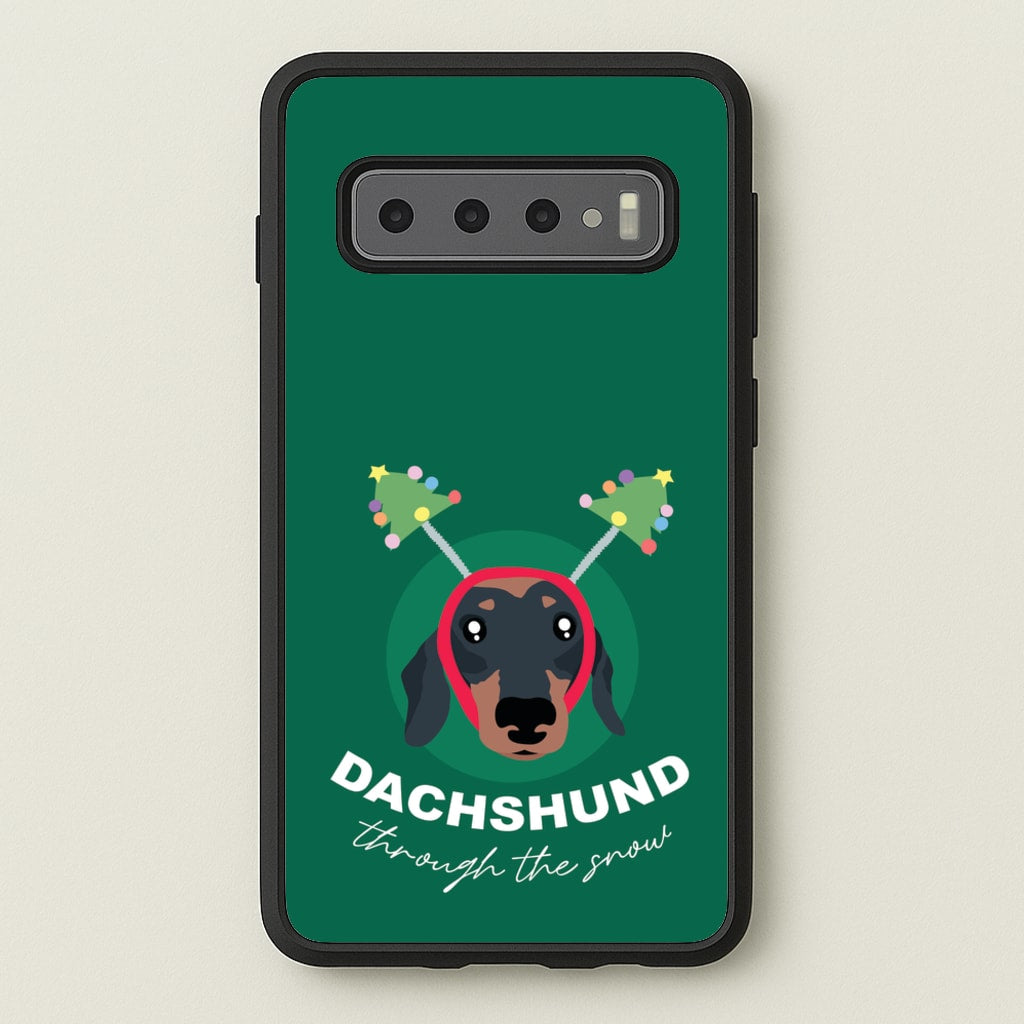 Dachshund Through The Snow  - Christmas Animals Phone Case for Galaxy S10 Plus