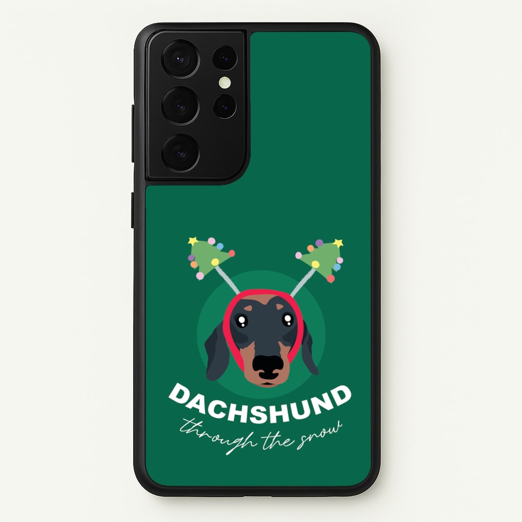 Dachshund Through The Snow  - Christmas Animals Phone Case for Galaxy S21 Ultra