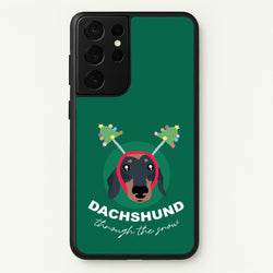 Dachshund Through The Snow  - Christmas Animals Phone Case for Galaxy S21 Ultra