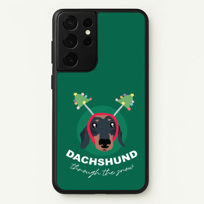 Dachshund Through The Snow  - Christmas Animals Phone Case for Galaxy S21 Ultra