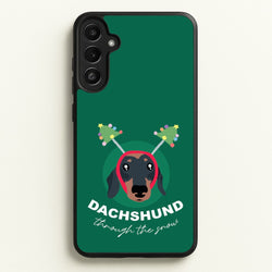 Dachshund Through The Snow  - Christmas Animals Phone Case for Galaxy A34