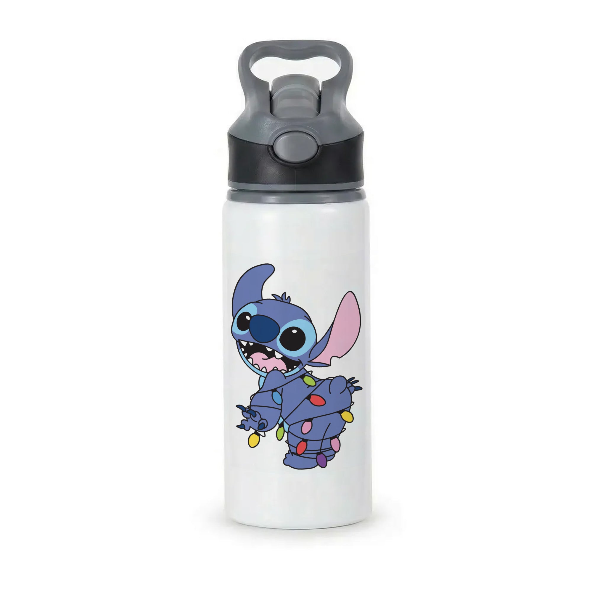 Cute Blue Alien Fairylights Active Water Bottle - Black