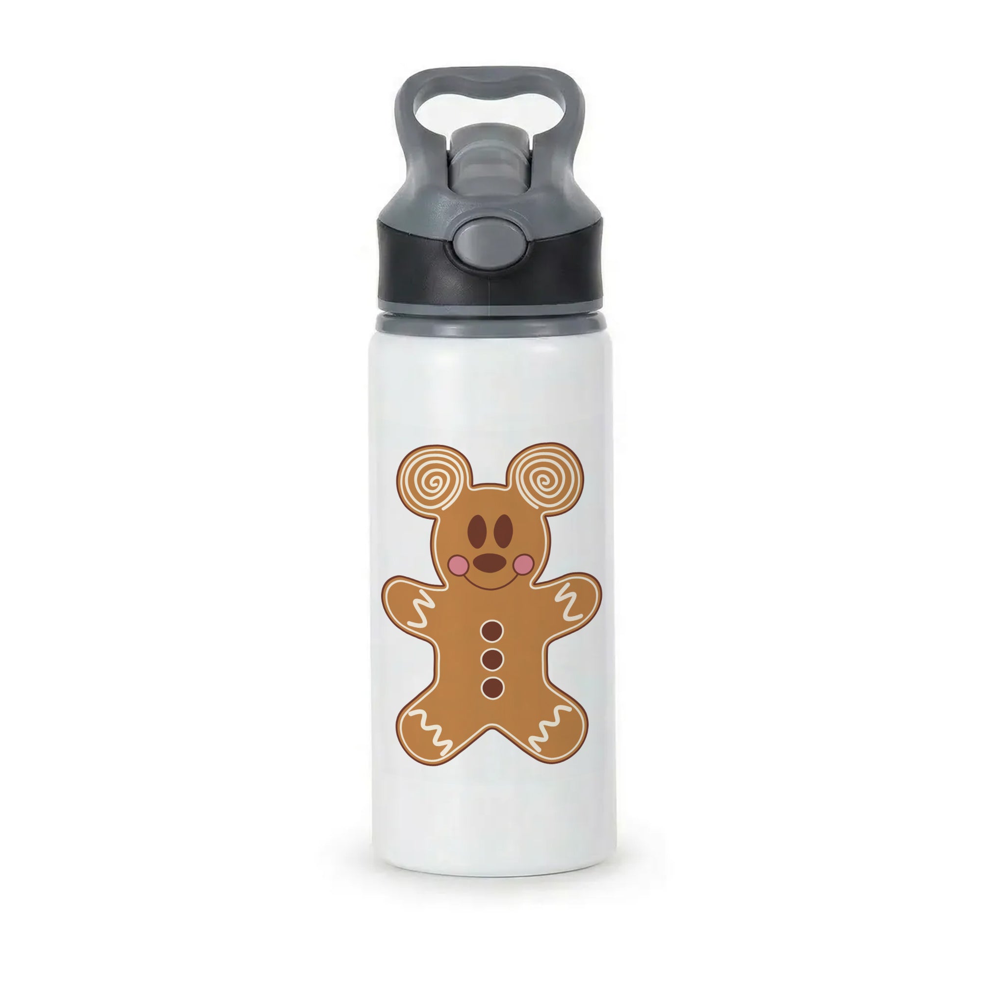Cartoon Mouse Gingerbread Active Water Bottle - Black
