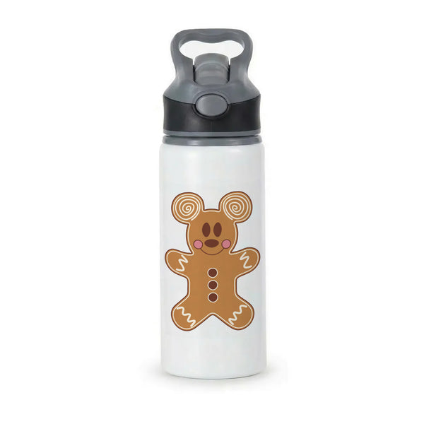 Cartoon Mouse Gingerbread Active Water Bottle - Black