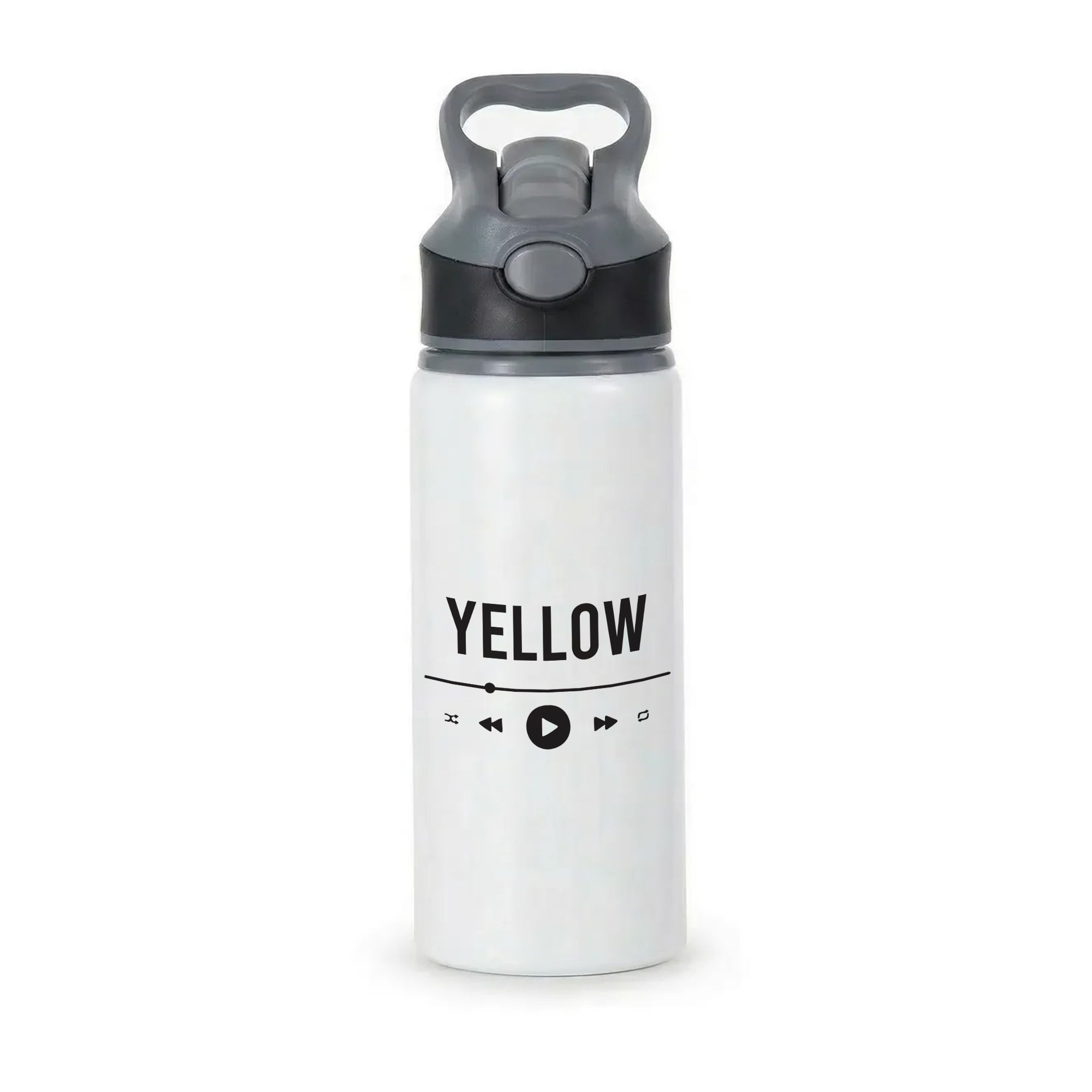 Yellow Music Player Active Water Bottle - Black