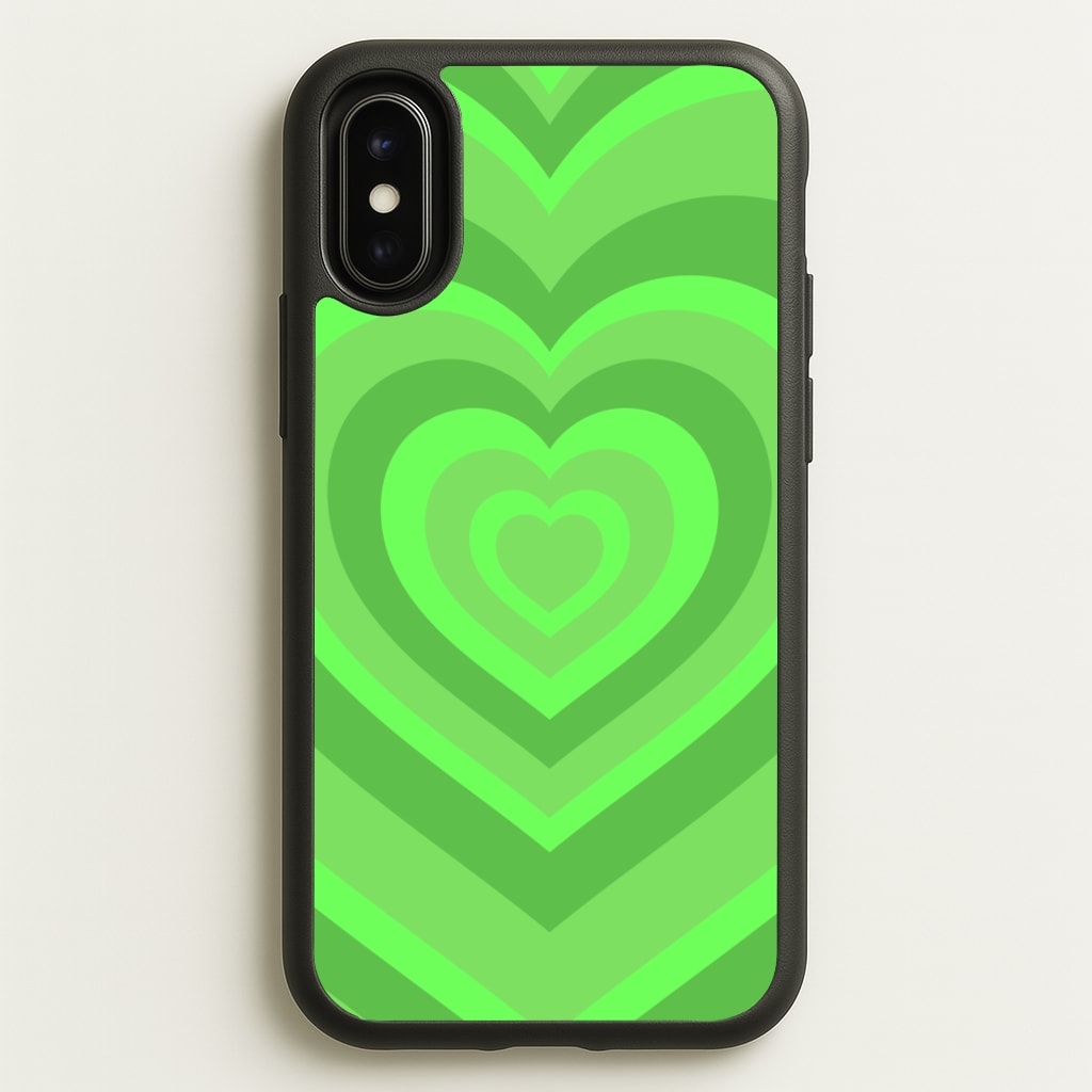 Green - Colourful Hearts  - Colourful Hearts Phone Case for iPhone X / XS