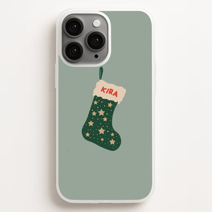 Green Stocking - Personalised Christmas  - Christmas Phone Case for iPhone 16 Pro Max