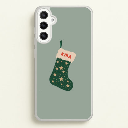 Green Stocking - Personalised Christmas  - Christmas Phone Case for Galaxy A34