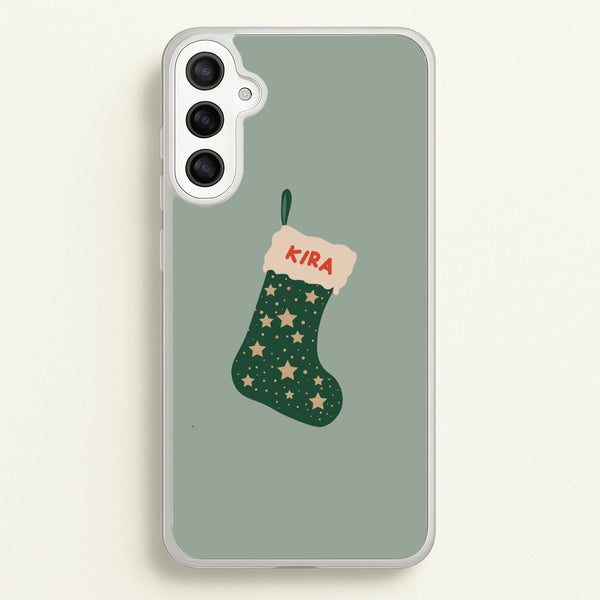 Green Stocking - Personalised Christmas  - Christmas Phone Case for Galaxy A34