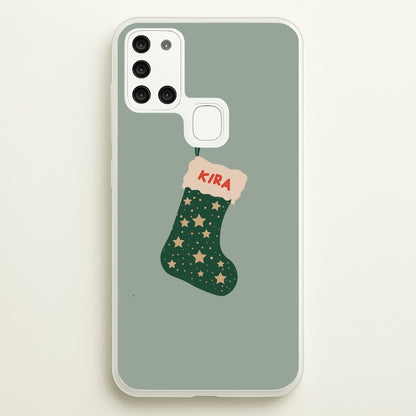 Green Stocking - Personalised Christmas  - Christmas Phone Case for Galaxy A21s