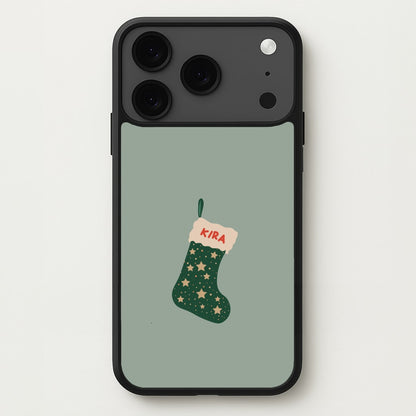 Green Stocking - Personalised Christmas Phone Case for iPhone 17 Pro