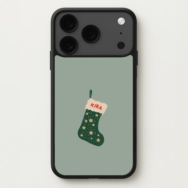 Green Stocking - Personalised Christmas Phone Case for iPhone 17 Pro