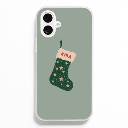 Green Stocking - Personalised Christmas  - Christmas Phone Case for iPhone 16 Plus