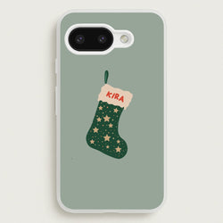 Green Stocking - Personalised Christmas  - Christmas Phone Case for Google Pixel 9a