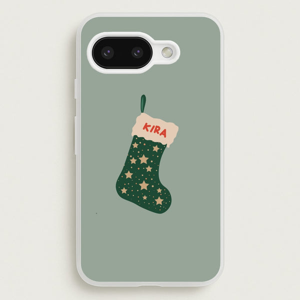 Green Stocking - Personalised Christmas  - Christmas Phone Case for Google Pixel 9a