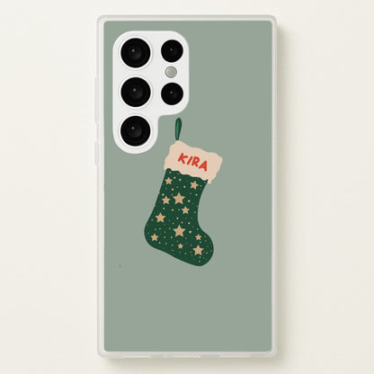 Green Stocking - Personalised Christmas  - Christmas Phone Case for Galaxy S24 Ultra