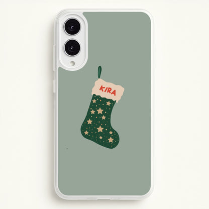 Green Stocking - Personalised Christmas  - Christmas Phone Case for Galaxy S25 Edge