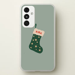 Green Stocking - Personalised Christmas  - Christmas Phone Case for Galaxy A35
