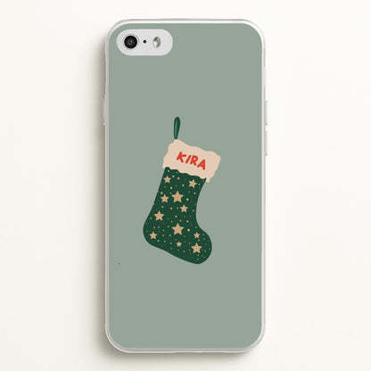 Green Stocking - Personalised Christmas  - Christmas Phone Case for iPhone 5 / 5s / SE 2016