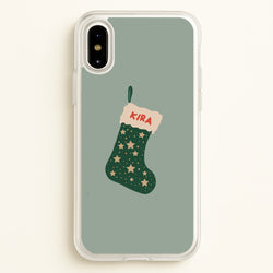 Green Stocking - Personalised Christmas  - Christmas Phone Case for iPhone X / XS