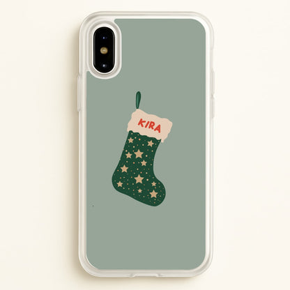 Green Stocking - Personalised Christmas  - Christmas Phone Case for iPhone X / XS