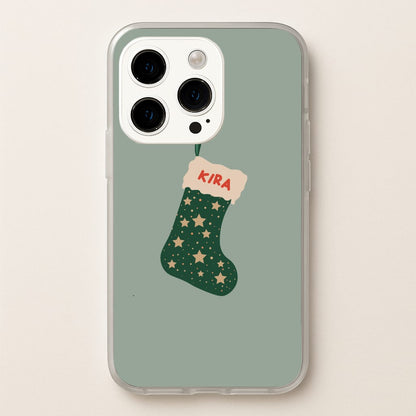 Green Stocking - Personalised Christmas  - Christmas Phone Case for iPhone 15 Pro Max