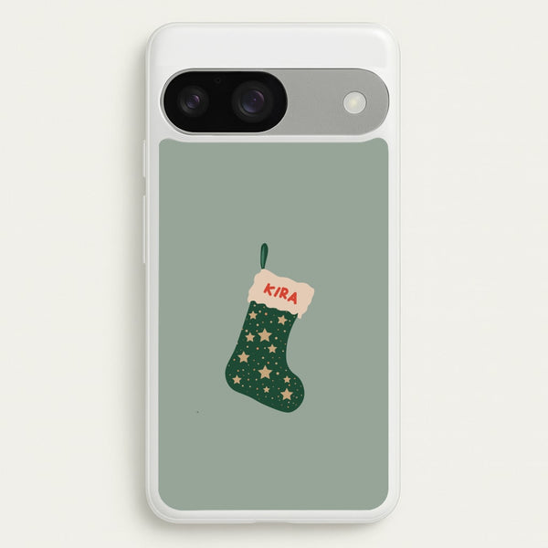 Green Stocking - Personalised Christmas  - Christmas Phone Case for Google Pixel 9 / 9 Pro