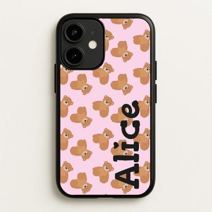 Teddy Bear Pattern - Personalised Christmas   - Christmas Phone Case for iPhone 12 Mini