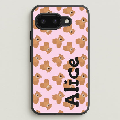 Teddy Bear Pattern - Personalised Christmas   - Christmas Phone Case for Google Pixel 9a