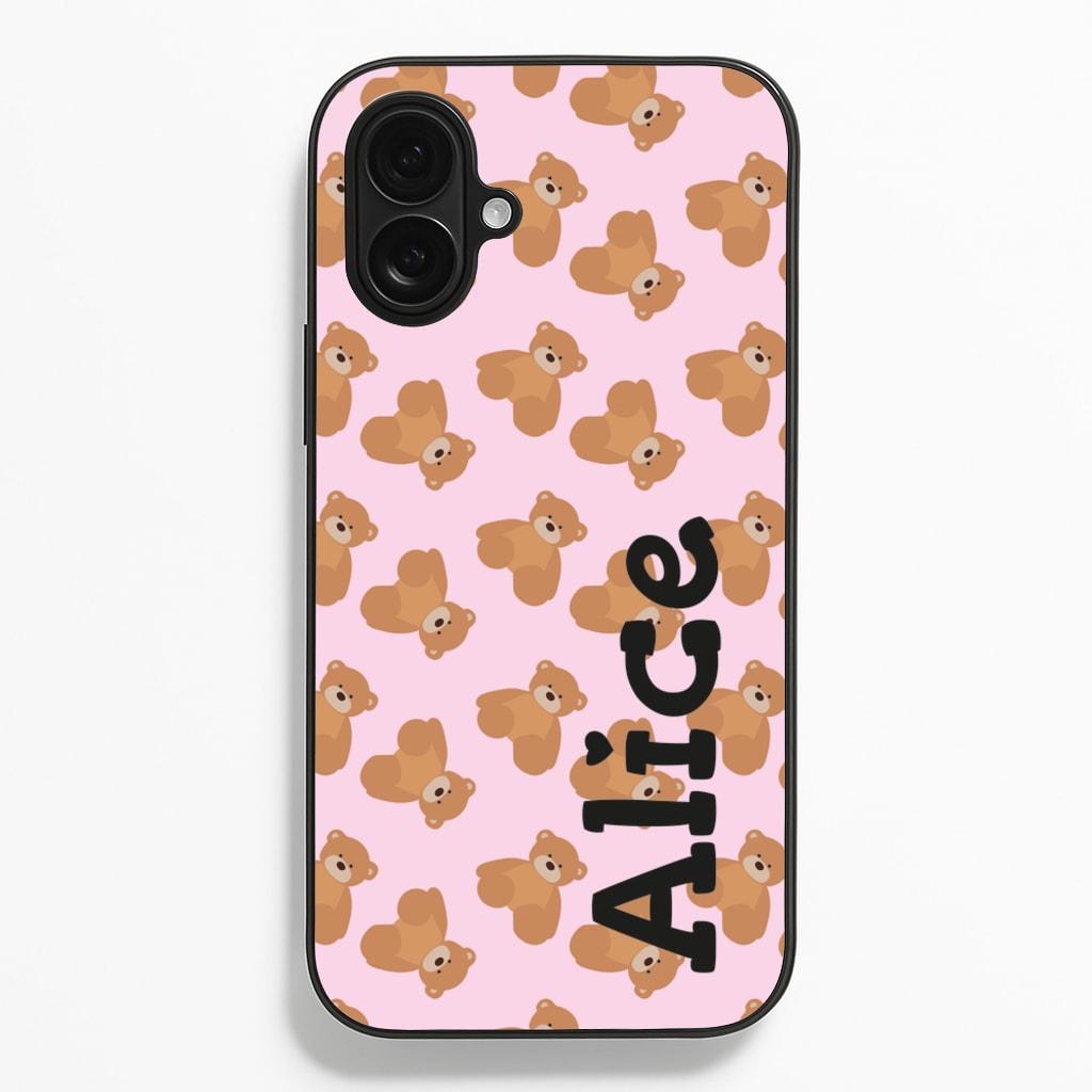 Teddy Bear Pattern - Personalised Christmas   - Christmas Phone Case for iPhone 16 Plus