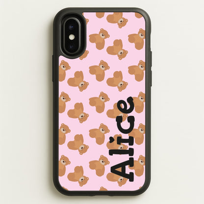 Teddy Bear Pattern - Personalised Christmas   - Christmas Phone Case for iPhone X / XS