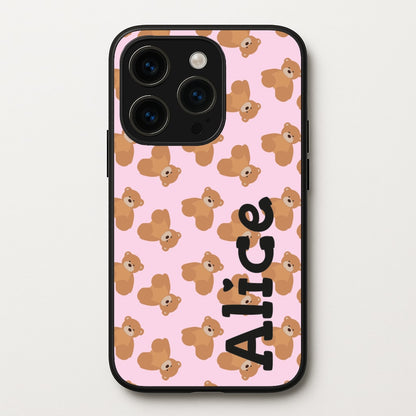Teddy Bear Pattern - Personalised Christmas   - Christmas Phone Case for iPhone 15 Pro