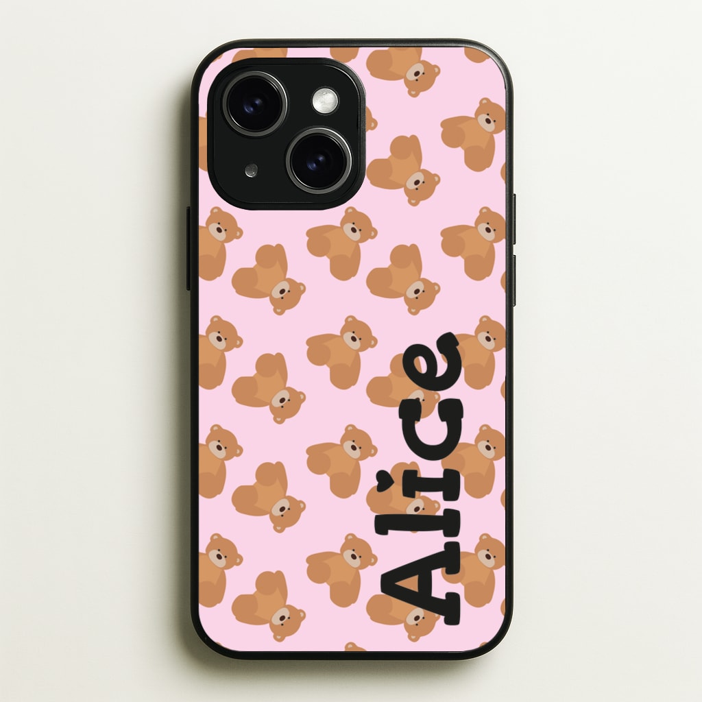 Teddy Bear Pattern - Personalised Christmas   - Christmas Phone Case for iPhone 15 Plus