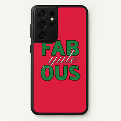 Fab-Yule-Ous Red - Christmas Puns  - Christmas Puns Phone Case for Galaxy S21 Ultra