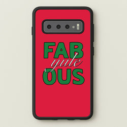 Fab-Yule-Ous Red - Christmas Puns  - Christmas Puns Phone Case for Galaxy S10 Plus