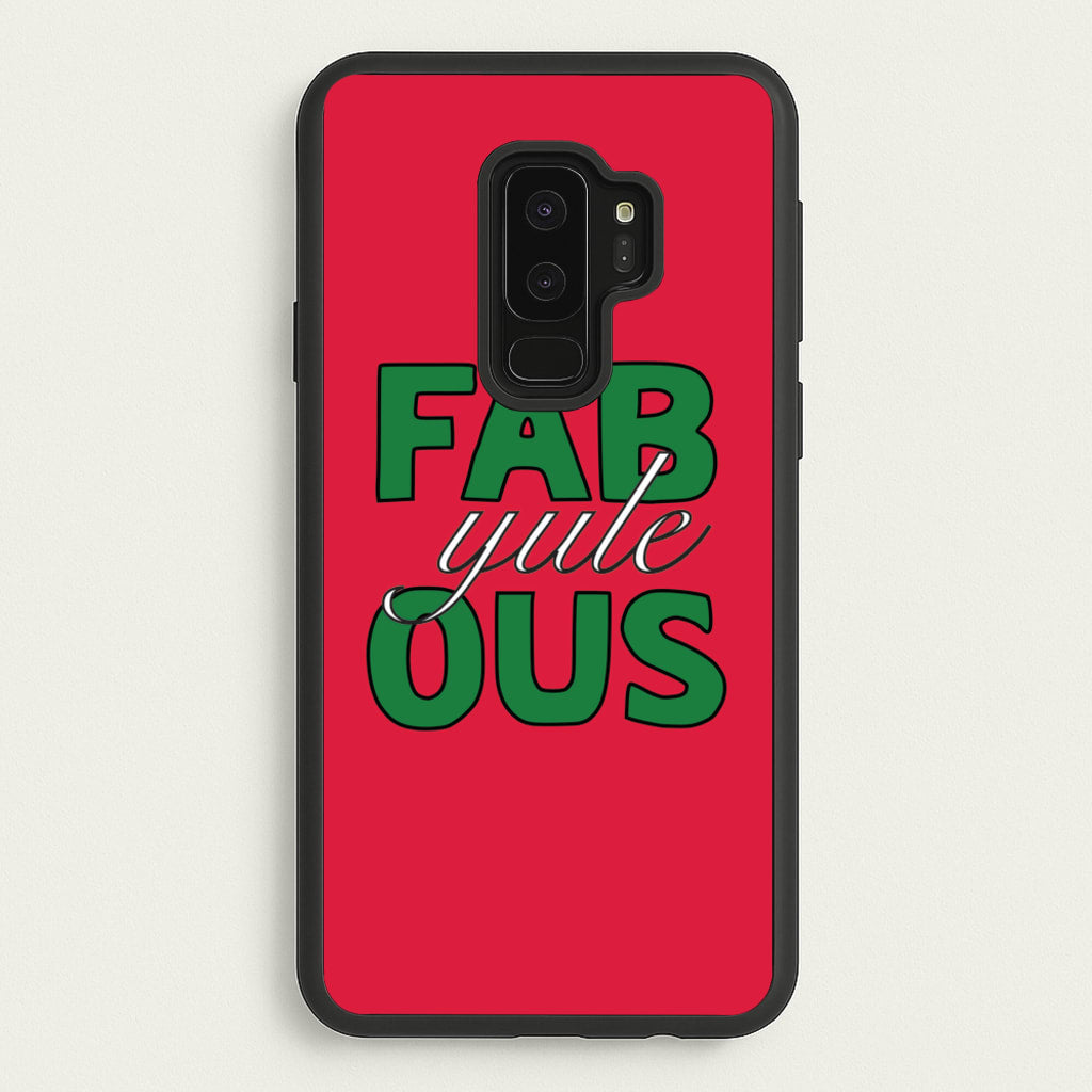 Fab-Yule-Ous Red - Christmas Puns  - Christmas Puns Phone Case for Galaxy S9 Plus