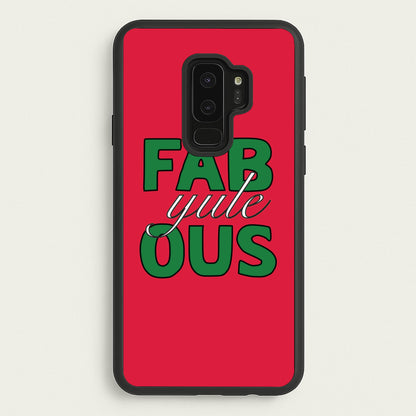 Fab-Yule-Ous Red - Christmas Puns  - Christmas Puns Phone Case for Galaxy S9 Plus