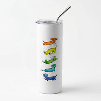 Watercolor Rainbow Dachshunds Skinny Tumbler