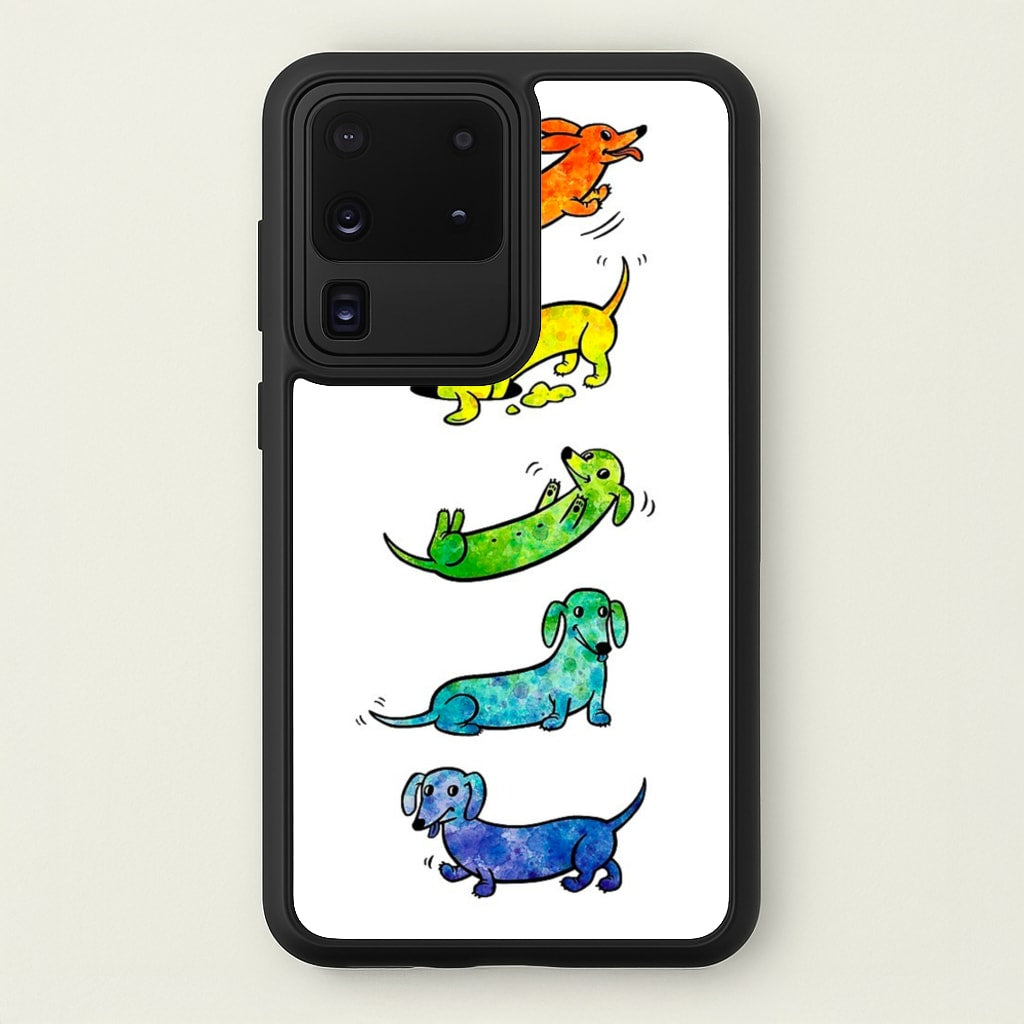 Watercolor Rainbow Dachshunds  -  Phone Case for Galaxy S20 Ultra