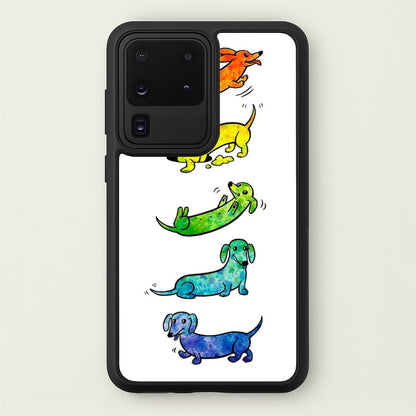 Watercolor Rainbow Dachshunds  -  Phone Case for Galaxy S20 Ultra