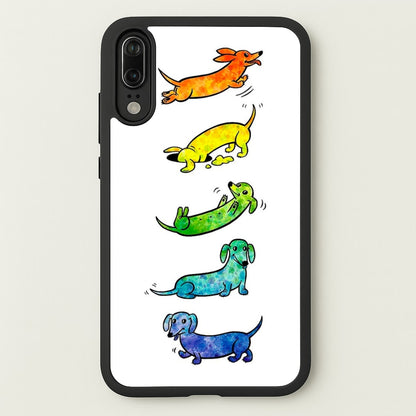 Watercolor Rainbow Dachshunds  -  Phone Case for Huawei P20