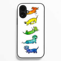 Watercolor Rainbow Dachshunds  -  Phone Case for iPhone 16 Plus