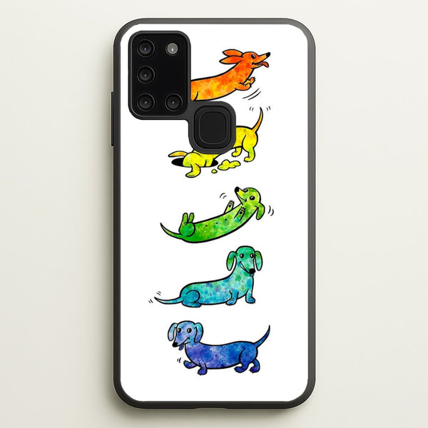 Watercolor Rainbow Dachshunds  -  Phone Case for Galaxy A21s