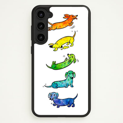 Watercolor Rainbow Dachshunds  -  Phone Case for Galaxy S23