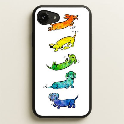 Watercolor Rainbow Dachshunds  -  Phone Case for iPhone 16e