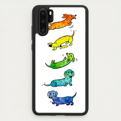 Watercolor Rainbow Dachshunds  -  Phone Case for Huawei P30 Pro