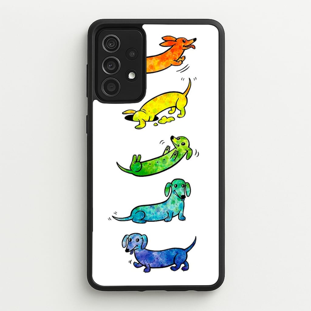 Watercolor Rainbow Dachshunds  -  Phone Case for Galaxy A52 / A52s