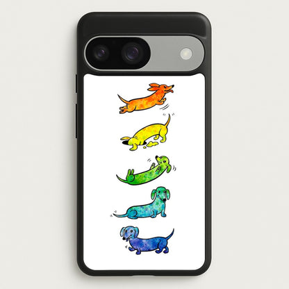 Watercolor Rainbow Dachshunds  -  Phone Case for Google Pixel 9 / 9 Pro